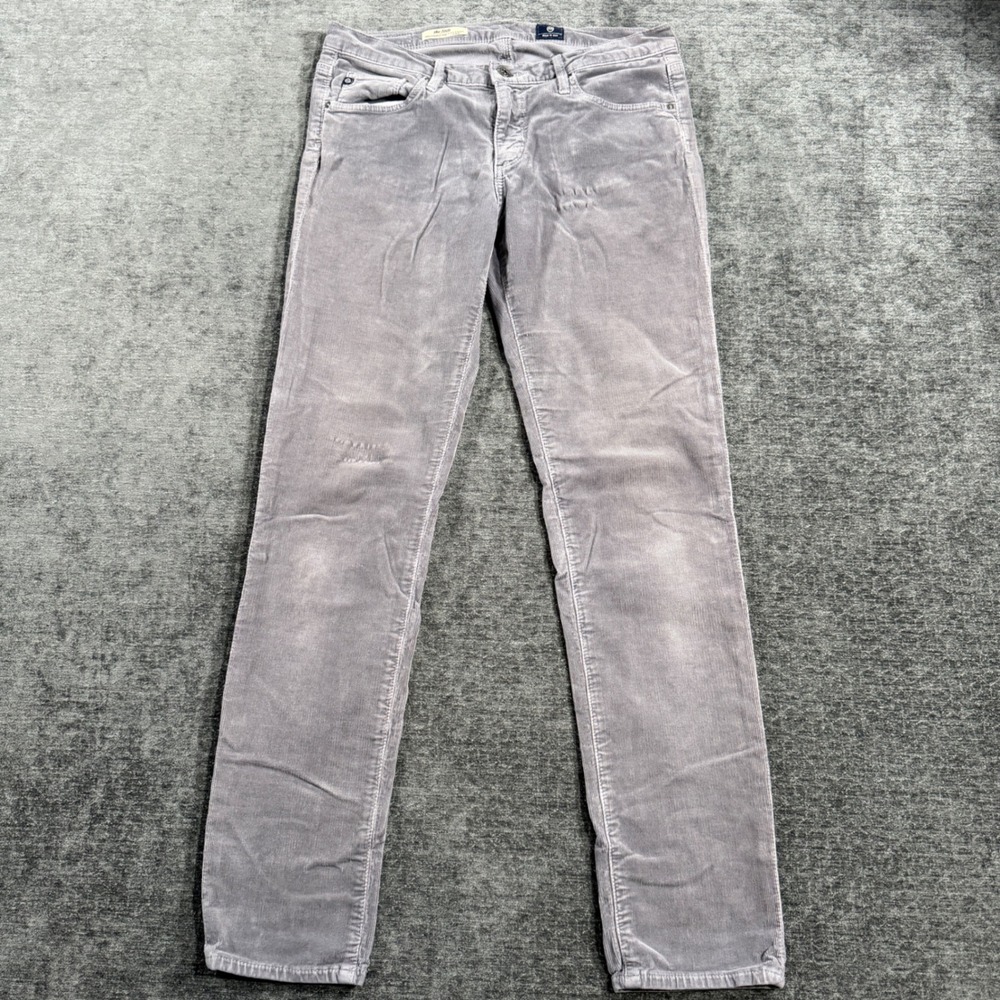 AG Adriano Goldschmied The Stilt Grey Corduroy Slim Pants Calypso 29 Made in USA